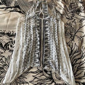 Anthropology Black and White Top Ecote Large Tank